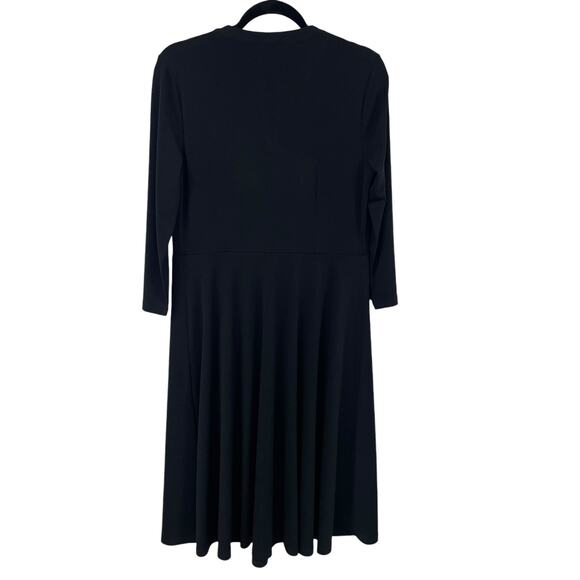 NWT Talbots Ruffle Split Neck Black Knee Length Stretch Dress Womens Medium - Picture 6 of 6